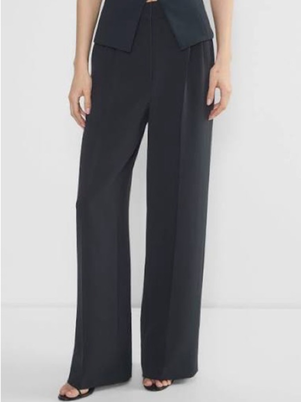 Aritzia Black Wide-Leg Crepe Trousers